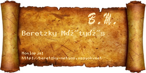 Beretzky Mátyás névjegykártya